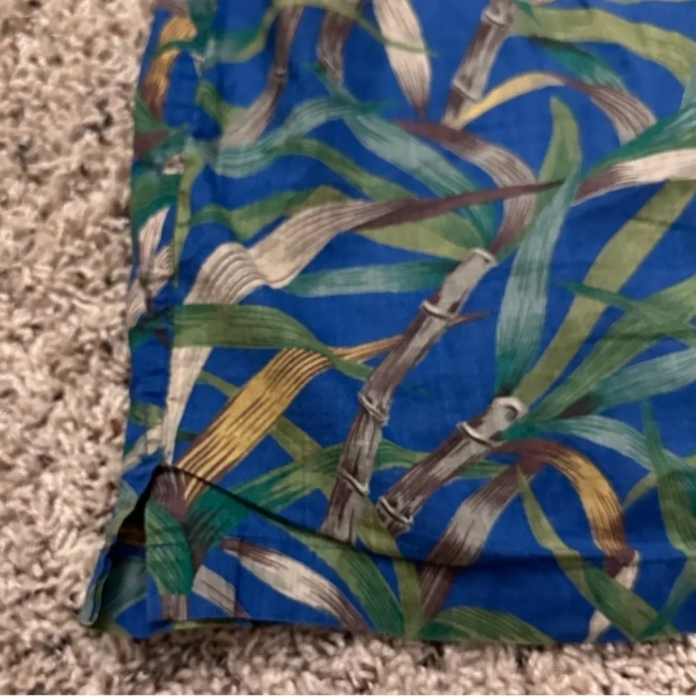 J. Crew Blue Bamboo Hawaiian Shirt Short Sleeve Button Down Cotton Men’s Size XL